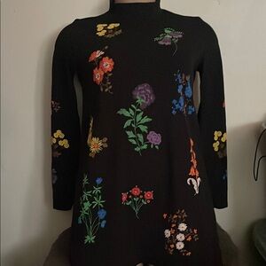 Zara Black Floral Mini Dress